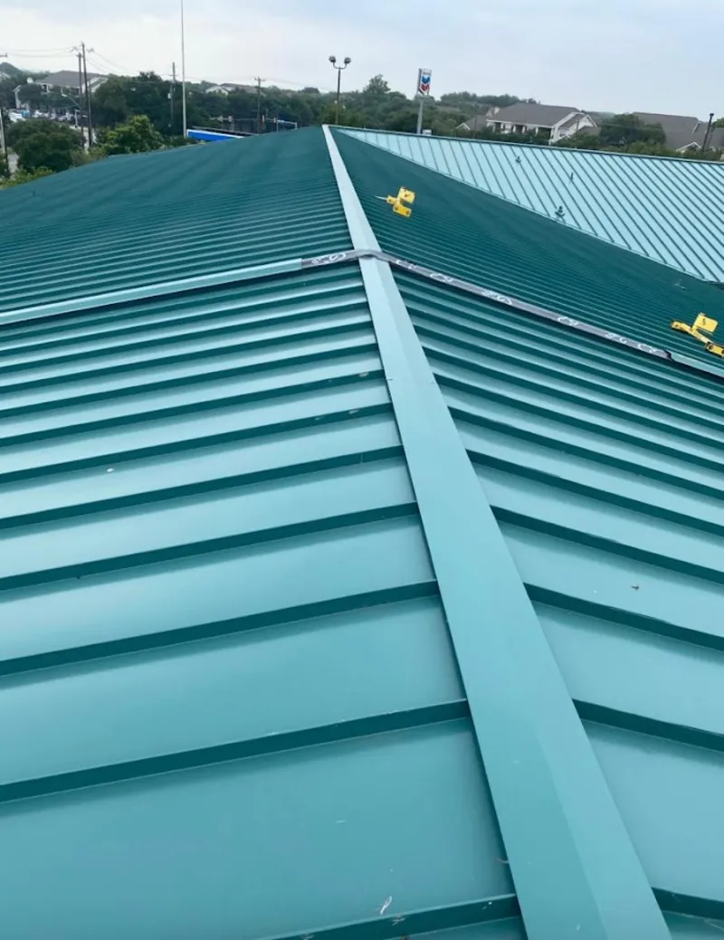 Green commercial metal roof ridge and valley for Metal Roof Repair in Rutherford